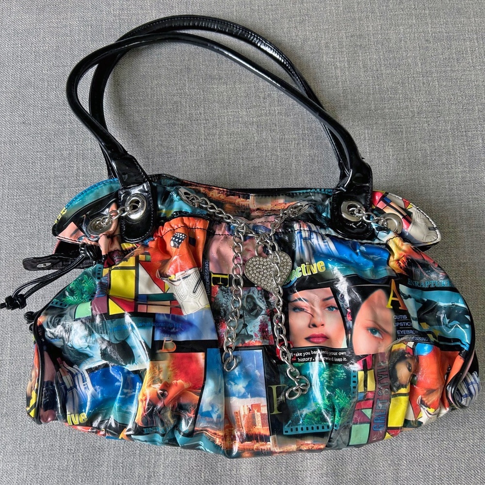 Vintage Temptations Vinyl Shoulder Magazine Bag Purse